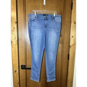 1822 Denim Womens Skinny Jeans Blue Mid Wash Stretch Size 14 36x29 Plus Size